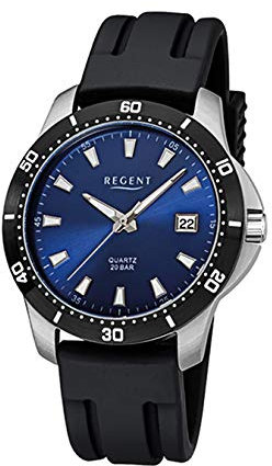 Regent Herren Analog Quarz Uhr mit Edelstahl Armband 11110779