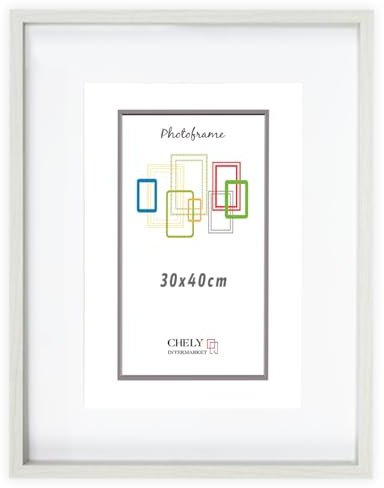 CHELY INTERMARKET Marco con profundidad 30x40cm (Int 20x30cm) Blanco MOD 3503 madera con paspartu