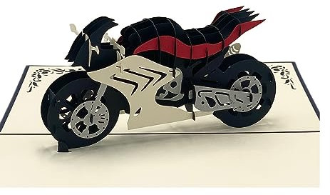 design3dkarten® Pop up Karte Motorrad - Rennmaschine als Glückwunschkarte für Motorradfahrer oder zum Führerschein für Biker