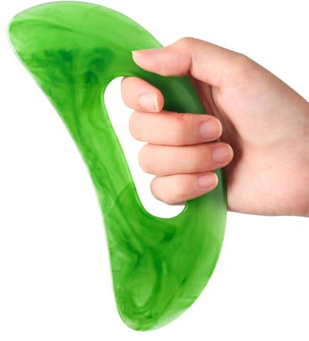 Gua Sha Massagegerät mit Griff (Plastik) Größeres Guasha Scraping Schabwerkzeug für Rücken Hals Gesicht Bein Massage Tool, Lymphdrainage Cellulite, Grün