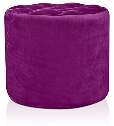 DESHOME Sitzsack mit Fußhocker, rund, O 50 cm, aus Samt, für Sofa, Wohnzimmer, Schlafzimmer, Sitzhocker Dafne (violett)