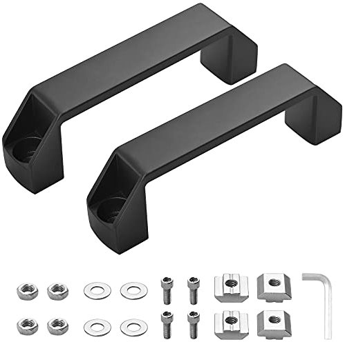 JiGiU Bügelgriff, 2 Stück Handgriff aus Aluminiumlegierung mit T-Mutter, Schrauben, Unterlegscheibe, Schraubenschlüssel, Haltegriff für Eu-Standard 30 Serie Aluminiumprofil (Bohrlocherabstand: 120mm)