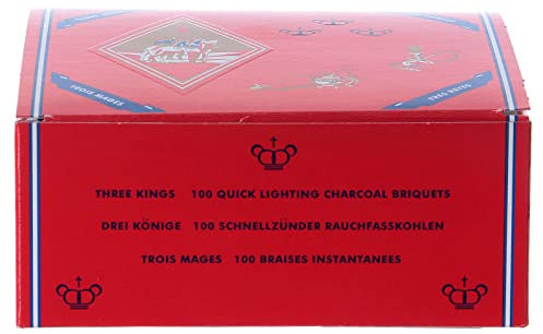 Holyart Schnellzündende Rauchfasskohlen 3 Könige, Konfektion zu 100 Stück, Ø 3,5 cm