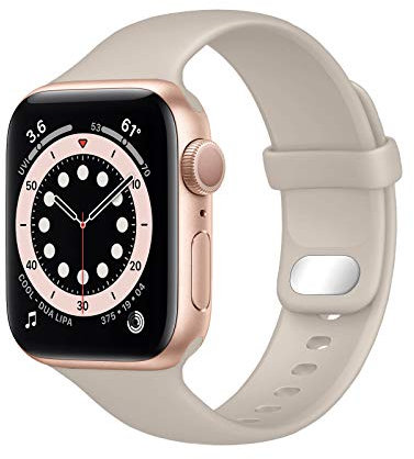 Lobnhot Compatible for Apple Watch Straps 38mm 40mm 41mm, Soft Sport Silicone Replacemnet Band Compatible with iWatch Series 10 9 8 7 SE 6 5 4 3 2 1 for Women Men, Starlight