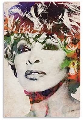 Aleakea Tina Turner Colorful Watercolor Portrait Vintage Poster Canvas Print Wall Art Retro Decorative Painting for Home Bedroom Living Room Decor16x24inch(40x60cm)