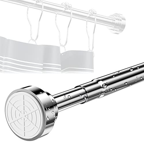 Gvolatee Duschvorhangstange Ohne Bohren, Duschstange für Duschvorhang, Teleskopstange zum Klemmen für Türrahmen Gardine, Duschstangen Badewanne, Kleiderstange Schrank Ausziehbar und Klemmbar,55-85cm