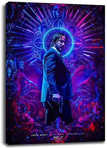 Artis Prints Leinwandbild John Wick, Cover, Neon-Farben, Film, Superhero, Klein bis XXL, Inneneinrichtung - Wohnzimmer - Wohnung, Dekoration