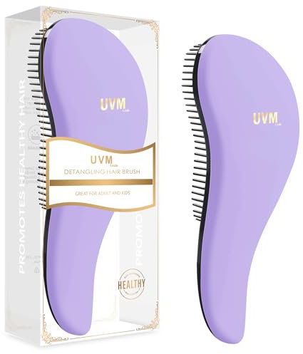 Brosse à cheveux démêlante pour femmes, filles et enfants – Faites glisser la brosse démêlante pour cheveux mouillés, fins, bouclés, épais et afro (Violet pâle)