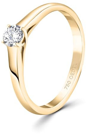 EDELIND 750 Gelbgold Verlobungsring Damen - Diamant 0.05-1ct, GIA ab 0.3ct | Diamantring für Damen aus 18 Karat Echtgold - Verlobungsring mit natürlichem Solitär-Diamanten; ab 0,3 ct mit GIA-Zertifikat