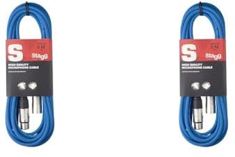 Stagg SMC6 CBL 6 m XLR to XLR Microphone Cable - Blue (Pack of 2)
