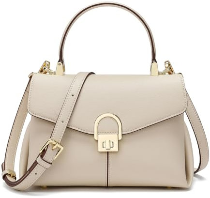 quipuda Handtasche Damen Klein，Leder Umhängetasche Damen ，Kommt mit abnehmbarem Schultergurt (Beige)