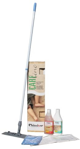 CHIMIVER KIT BELLEZZA Parquet Verniciati - 1L Velurex Cleaner Star + 1L Polish WT + 1 Scopa Lavapavimenti + 2 Panni