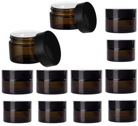 posionks 10 Pièce Contenant Cosmétique Vide Verre Pot en Verre Brun 30 ml / 20 ml RéCipients Cosmétiques Verre Ambré Jars Convient pour Cosmétiques,Poudre,Lotion,Crèmes