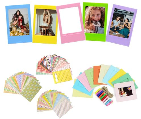Aisnyho Accessoires pour appareil photo instantané Fujifilm Instax Mini 12/11/8/9/99/7s/7+/25/70/90/EVO/40/50/25s avec mini cadres photo + autocollant (cadre standard)