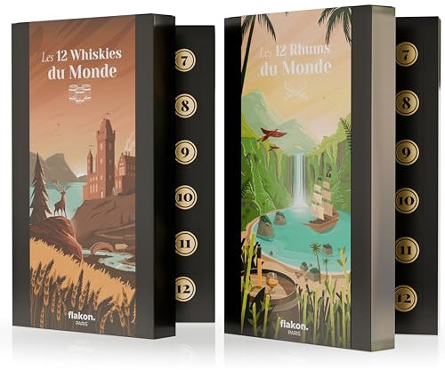 Flakon. Coffret Whisky et Rhum - 24 spiritueux du Monde - 12 whiskies et 12 rhums - (Coffret 24 Spiritueux)