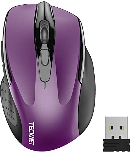 TECKNET Kabellose Maus, Pro 2.4G 2600 DPI funkmaus 6 Tasten mit Nano Empfänger, 24 Monate Batterielaufzeit, 5 Einstellbare DPI-Pegel für PC, Laptop, MacBook, Office Home, Lila