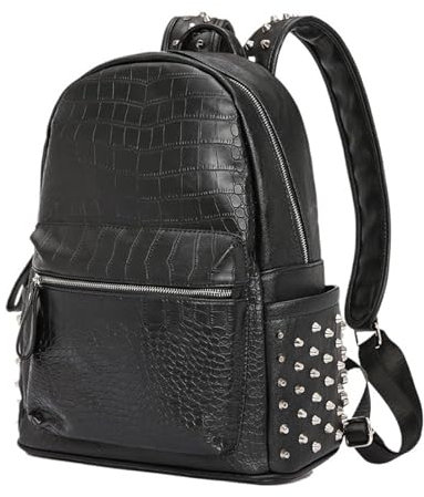 Rucksack Nieten Nieten Männer Rucksack Große Kapazität Mann Laptop Rucksack 15,6 Casual Reisetasche Pu Leder Bagpack Schwarz FüR Reisen