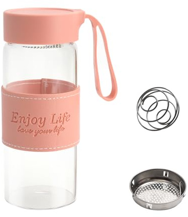 Shaker à protéines en verre 480 ml Shaker à protéines Shaker à protéines avec tamis et boule en acier inoxydable Shaker à protéines Bouteille de fitness Shaker pour protéines Shaker pour protéines