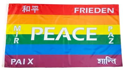 Fahne Flagge Peace 7 Sprachen - 90 x 150 cm