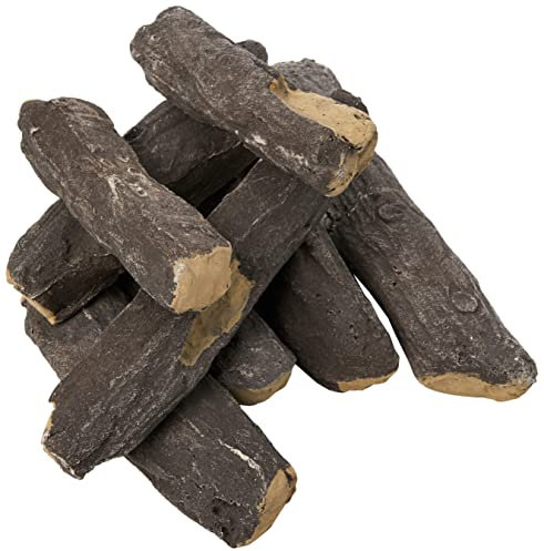 Coals 4 You NEW AND EXCLUSIVE DELAMERE 8 PIECE GAS FIRE CERAMIC FIBRE LOG SET FOR GAS COALS COAL FIRE NEW HD SUITABLE FOR LIVING FLAME GAS FIRES ELECTRIC AND BIO ETHANOL FIRES, Black