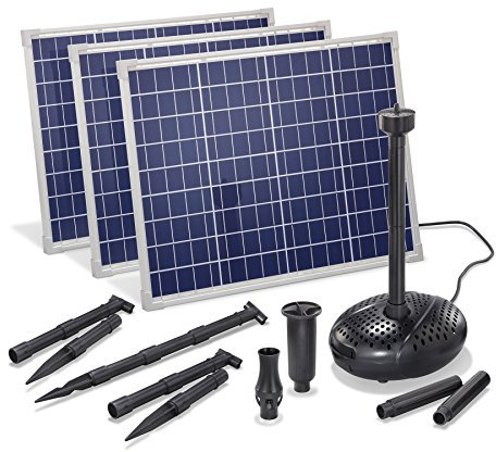 esotec Solar Teichpumpenset 150 5000 Pro, Wasserspiel Komplettset, Sprinklerpumpe, 3x Solarmodul, Solarbrunnen outdoor, Springbrunnenpumpe, Direktbetrieb, 2,6m 5000l/h 101919