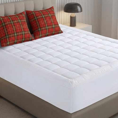 Utopia Bedding Mattress Topper Twin, Quilted Mattress Pad with Elastic Corner Straps, Deep Pocket Fit Up to 16 inches, Microfiber Filled Bed Topper, Soft & Comfortable