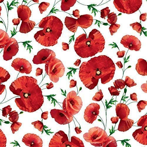 KEVKUS Wachstuch Tischdecke Meterware Mohnblumen C147040 Größe wählbar in eckig rund oval (110 x 260 cm eckig (Biertisch XXL))