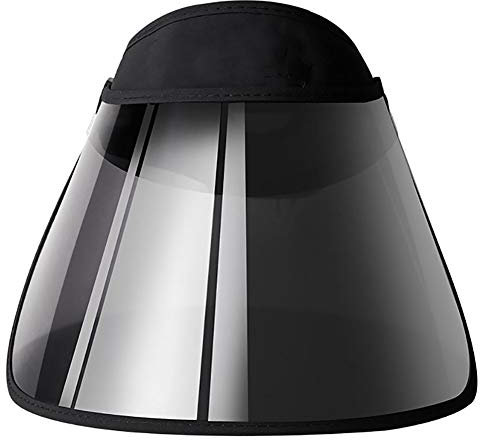 Sun Anti-UV Visor Hat,Women Outdoor UPF50 Full Face Plastic Shield Headband Sun Protection Riding Cap (Black)