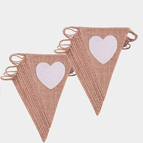 DAHI Wimpelkette 2 stücke Vintage Wimpel Banner Wimpel Girlande mit 26 Stück Dreiecksflaggen für Hochzeit,Party (braun (Herz))