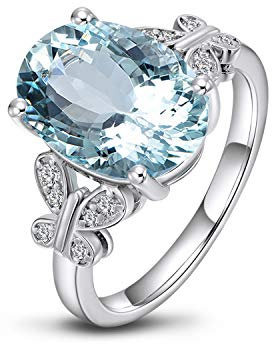 AINUOSHI Ringe, Verlobungsringe, Sterlinge Silber Ringe, Saphir Ringe, 925 Sterlinge Silber Ringe, 6 Karat Ringe