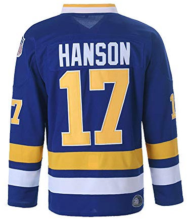 Hanson Brothers Charlestown Chiefs 16 Jack 17 Steve 18 Jeff Slap Shot Movie Eishockey Trikot - Blau - XX-Large
