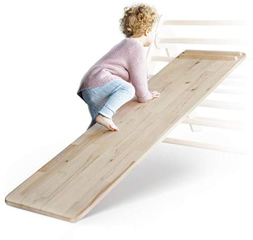 Ehrenkind® Rutschbrett und Hühnerleiter Pikler Art | massives Buchen-Holz | Das Rutschbrett ist EIN Addon für das Kletterdreieck Sprossendreieck Klettergeruest