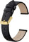 BISONSTRAP Leder Uhrenarmbänder, Weiche Ersatzbänder mit Polierter Schnalle, 14mm, Schwarz mit Goldener Schnalle