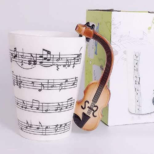 eKsdf Tasse à café en porcelaine avec motif - Céramique - Avec violon - Avec anse - Cadeau pour le bureau, la maison - Pour boissons chaudes et froides (type 3 (400 ml))