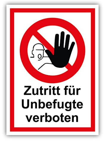 tradercat Zutritt für Unbefugte verboten Schild Aufkleber aus Vinyl Schilder Sticker mit UV-Schutz Zutritt verboten Hinweisschilder für Unbefugte verboten Warnzeichen (AUFKLEBER | 30 x 21 cm)