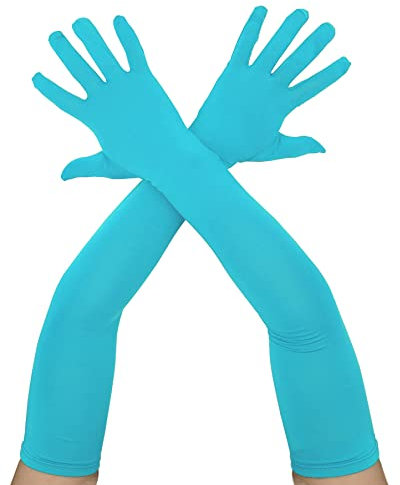 Chendvol 22 Above Elbow Length Spandex Glove Stretchy Cosplay Costume Opera Gloves, Sky Blue, Adult