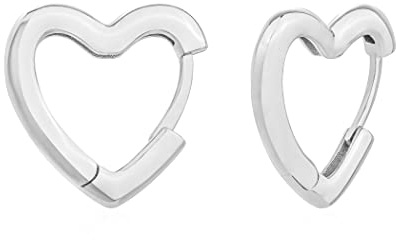Brandlinger ® Ohrringe Silber 925. Creolen Herz Form. Schmuck Damen vergoldet mit 18 Karat (Silber und Gold) für Frauen und Mädchen. Durchmesser der Creolen 15,5mm.