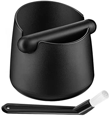 Abklopfbehälter für Siebträger - Stoßdämpfende Abschlagbehälter mit Reinigungsbürste - Stabile & Kompakte Kaffeeklopfdose mit Abnehmbarer Klopfstange & Rutschfestem Boden für Kaffeesatz Kaffee Zubehör