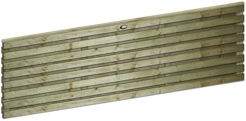 Roma Double 6x2ft (W: 6ft x H: 2ft) Modern Thick Horizontal Double Slatted Treated 2-Sided Fence Panel Full Privacy Venetian Style Garden Dividing Wall Width 1828mm x Height: 616mm