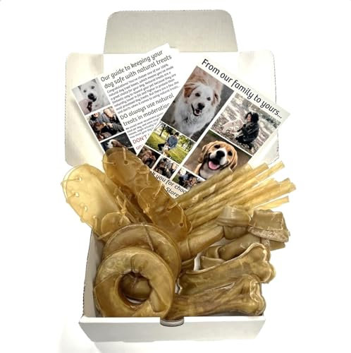 Mini Treat Box: THE RAWHIDE BOX (approx. 300g of our Rawhide Dog Treats, including Twists, Rings, Shoes, Knots and Bones)