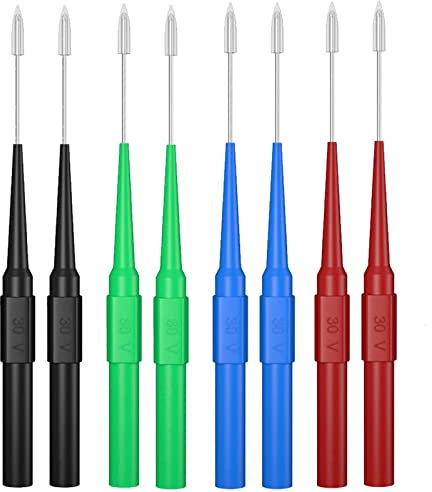 8 StückTestsonde, Multimeters PrüFsonde, Multimeter Messleitung Sonde, 0.7mm Testsonde, Isolations Piercing Nadeln, Digital Multimeter Nadeln, für Professionellen Messung Industrie,4 Farben