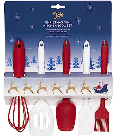 Tala Christmas Mini Kitchen Tool Set, Perfect for Festive Family Baking, Includes Essential Collection of Silicone Tools, Dishwasher Safe