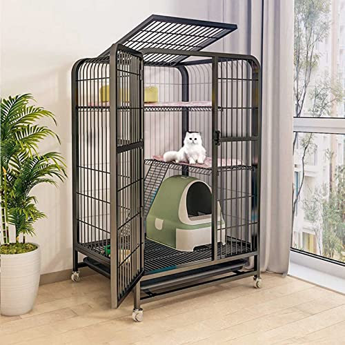 KAZUP Katzenkäfig im Freien, Katzenhütte, Katzenkäfig, Laufstall, Katzengehege auf Rädern, Metall-Kätzchenkäfig, Kleintierstall, übergroße Katzenvilla – für kleine Tiere, Welpen, Kätzchen, Hasen (