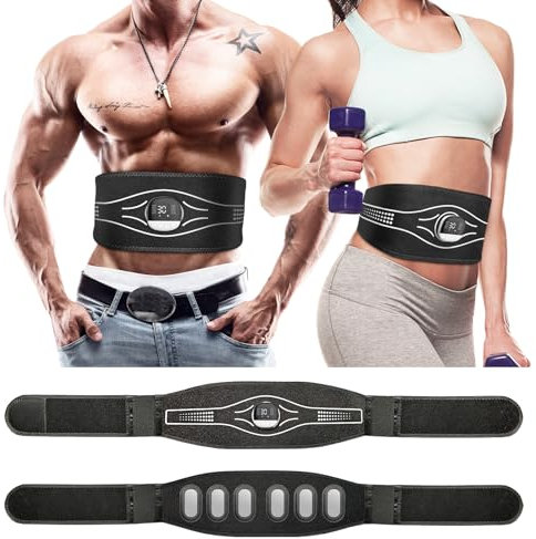 ABS Trainer EMS Muscle Stimulator, Men Abdominal Muscle Training Belt, Women Abdominal ABS Trainer, 10 Modes 30 Intensities, Home Fitness Muscle Stimulator, Featuring a Charging Reminder Function
