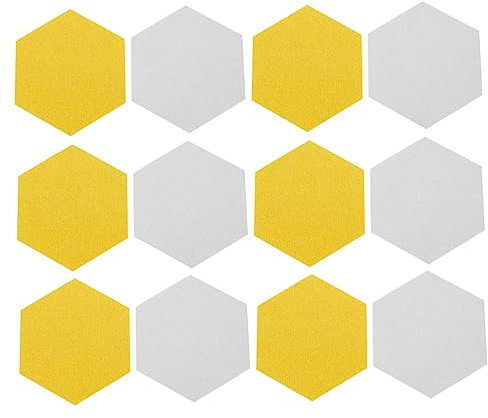 Tofficu 24stücke Teiliges Sechseckiges Filz-memo-board Selbstklebend Wanddekoration Für Büro Küche Und Kinderzimmer Geräuschdämmend Gelb Einfach Zu Montieren