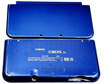 Dark Blue Color New3DSXL Extra Housing Case A/E Face Shell 2 PCS Set Replacement, for New 3DS New3DS XL LL 3DSXL 3DSLL New3DSLL Consoles, DIY Top/Bottom Faceplate Back Covers Cover Plates