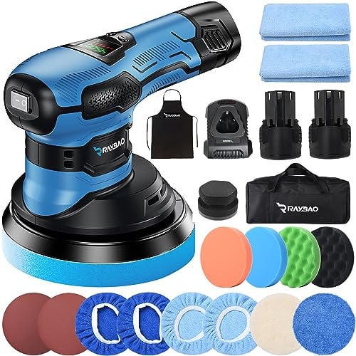 Akku Poliermaschine Auto 12V, Exzenter 8mm Mit 2*2.0Ah Batterie