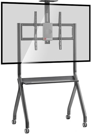 Smart Board Stand with Camera Tray Fits 42-75 Screens, Interactive Whiteboard Stand with 360° Rotating Wheels Holds 176LBS, Height Adjustable,Mobile Stand for Home, Office & Classroom