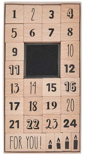 Stempelset Adventskalenderzahlen, 29 Stempel und Stempelkissen