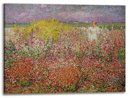 DìMò ART Bild auf Leinwand mit Holzrahmen John Peter Russell Amongst The Flowers at Belle Isle messen 100x75 cm (39,37x29,53 inches)